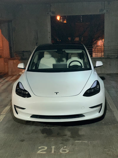 Tesla Model 3 Ludicrous Series White/Amber Plug and Play Headlights (Blacked Out) - TesLux Innovations