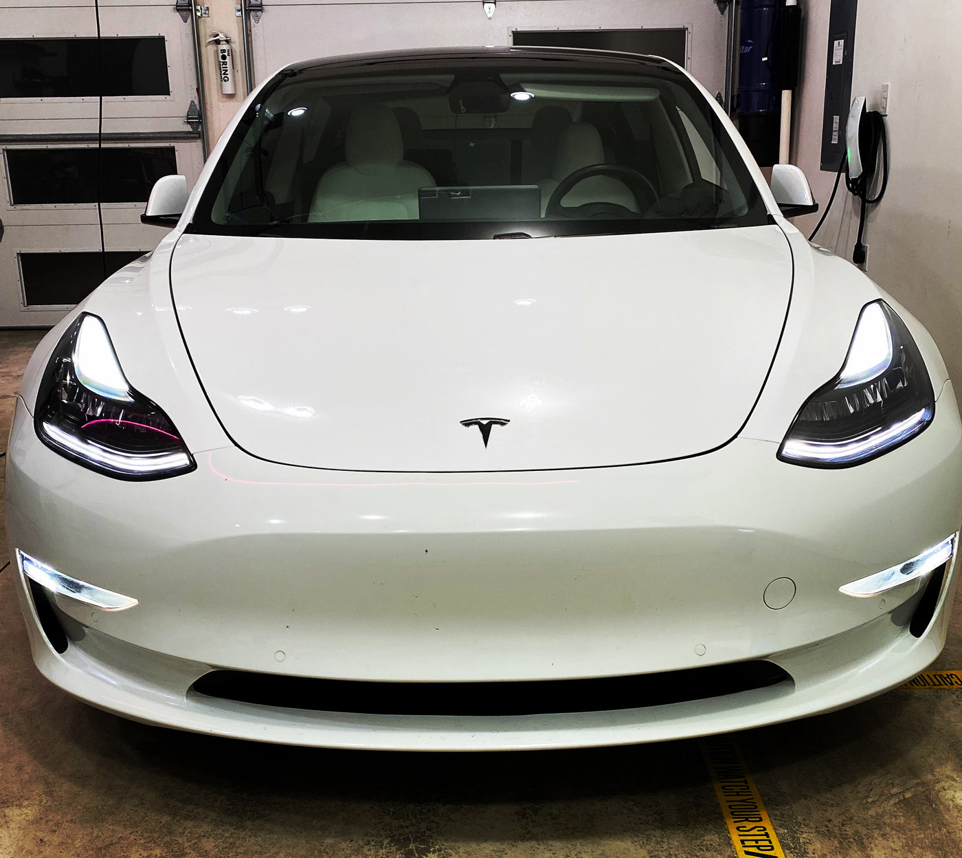 2017-2022+ (Non-Matrix) Tesla Model 3/Y Ludicrous Series V2 White/Amber Headlights (Blacked Out)